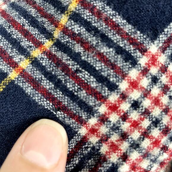 Vintage Pendleton 70s Wool Plaid Board Shirt Loop Collar Red Blue Size Large - Picture 8 of 13